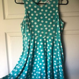 Turquoise Polka Dot Skater Dress